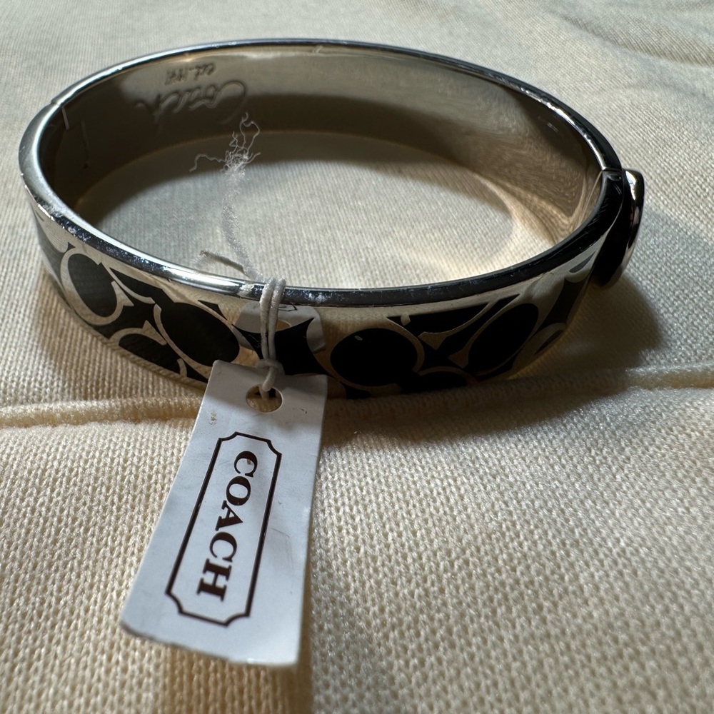 Coach Black and Silver Tone Bracelet